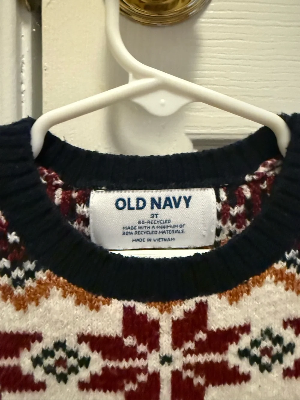 Old Navy Navy Fair Isle Dog Crewneck Sweater size 3T
